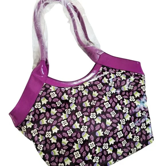 Vera Bradley Plum Petals Tote Bag Purple Floral Shoulder Bag NWT - Picture 3 of 5